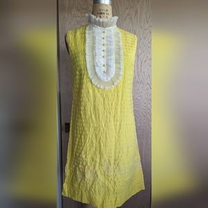 70's Seersucker Shift with Bib Neckline - RETRO